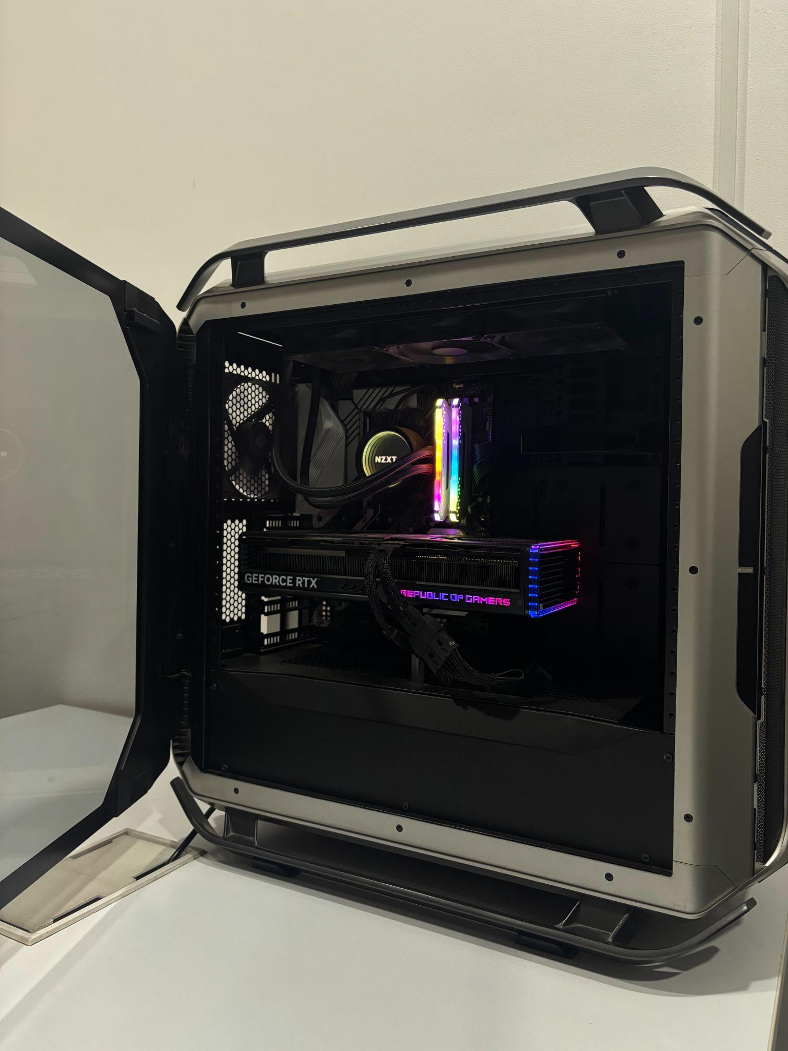 Gaming PC with its side panel open