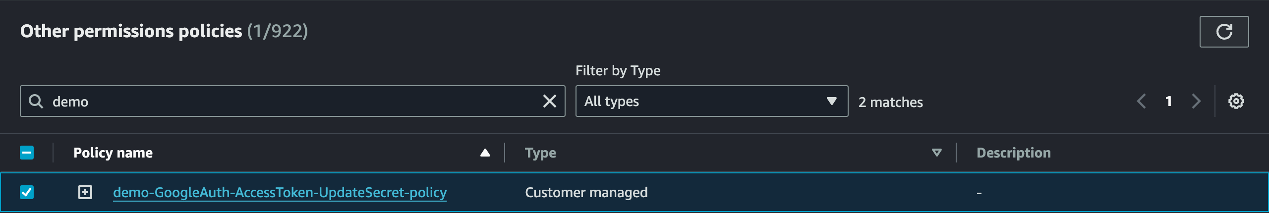 Now that we have created a policy to allow updating our Secret in the Secrets Manager, let’s proceed to link this policy under the Lambda function’s role.